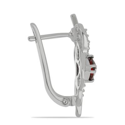 WHOLESALE GARNET GEMSTONE EARRINGS IN 925 STERLING SILVER WITH WHITE TOPAZ ACCENTS